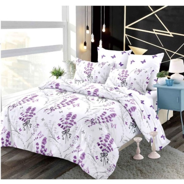 Set Lenjerie Eleganta din Finet , cu imprimeu deosebit, pentru pat dublu, 6 piese: Cearceaf de pat cu elastic 180 x 200 cm, Cearceaf pilota 200 x 230 cm, 2 fete de perna 55 x 80 cm, 2 fete de perna 70 x 70 cm, BB-930