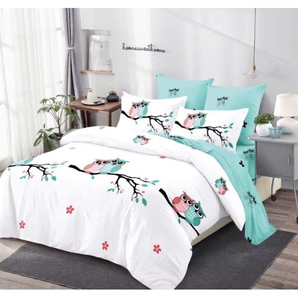Set Lenjerie Eleganta din Finet , cu imprimeu deosebit, pentru pat dublu, 6 piese: Cearceaf de pat cu elastic 180 x 200 cm, Cearceaf pilota 200 x 230 cm, 2 fete de perna 55 x 80 cm, 2 fete de perna 70 x 70 cm, BB-869