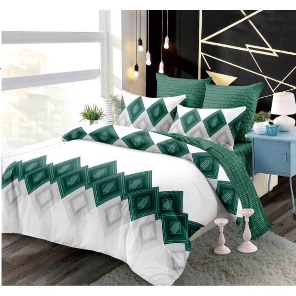 Set Lenjerie Eleganta din Finet , cu imprimeu deosebit, pentru pat dublu, 6 piese: Cearceaf de pat cu elastic 180 x 200 cm, Cearceaf pilota 200 x 230 cm, 2 fete de perna 55 x 80 cm, 2 fete de perna 70 x 70 cm, BB-980