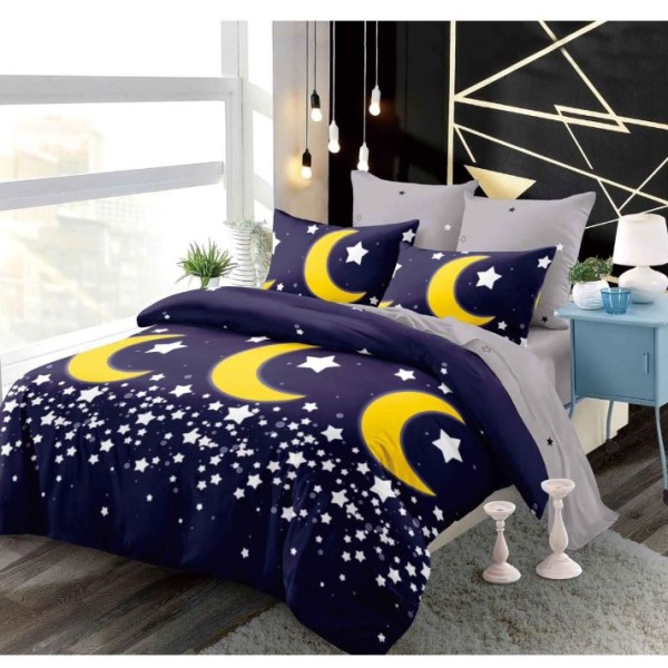 Set Lenjerie Eleganta din Finet , cu imprimeu deosebit, pentru pat dublu, 6 piese: Cearceaf de pat cu elastic 180 x 200 cm, Cearceaf pilota 200 x 230 cm, 2 fete de perna 55 x 80 cm, 2 fete de perna 70 x 70 cm, BB-983