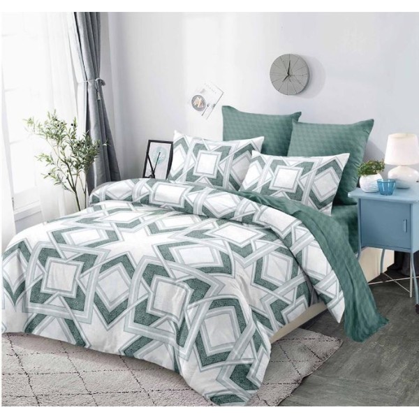 Set Lenjerie Eleganta din Finet , cu imprimeu deosebit, pentru pat dublu, 6 piese: Cearceaf de pat cu elastic 180 x 200 cm, Cearceaf pilota 200 x 230 cm, 2 fete de perna 55 x 80 cm, 2 fete de perna 70 x 70 cm, BB-939