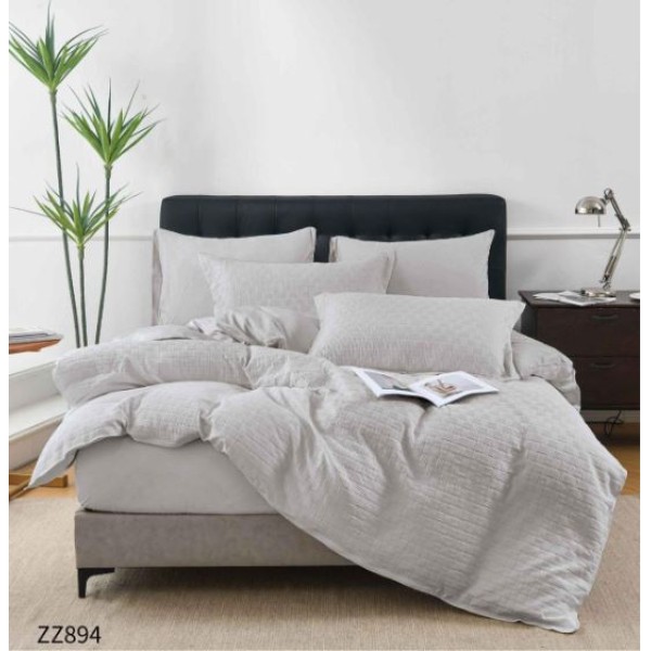 Lenjerie de Pat Dublu din Bumbac Tricotat - Set Premium 4 Piese cu Cearșaf Elastic și Imprimeu Satinat, Cearceaf de pat cu Elastic 180 x 200 cm, Cearceaf pilota 200 x 230 cm, 2 fete de perna 50 x 70 cm,ZZ894