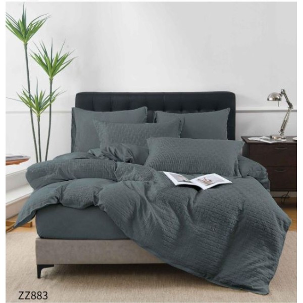 Lenjerie de Pat Dublu din Bumbac Tricotat - Set Premium 4 Piese cu Cearșaf Elastic și Imprimeu Satinat, Cearceaf de pat cu Elastic 180 x 200 cm, Cearceaf pilota 200 x 230 cm, 2 fete de perna 50 x 70 cm,ZZ883