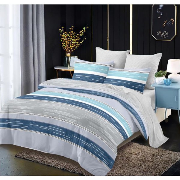 Lenjerie de pat FINET pentru 2 persoane, 6 piese, Cearceaf de pat  235 x 250 cm, Cearceaf pilota 200 x 230 cm, 2 fete de perna 70 x 70 cm,2 fete de perna 55 x 80 cm, A6012