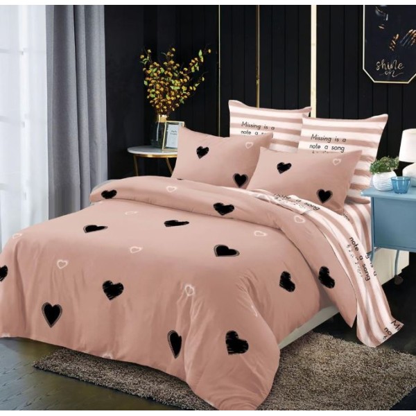 Lenjerie de pat FINET pentru 2 persoane, 6 piese, Cearceaf de pat  235 x 250 cm, Cearceaf pilota 200 x 230 cm, 2 fete de perna 70 x 70 cm,2 fete de perna 55 x 80 cm, A669