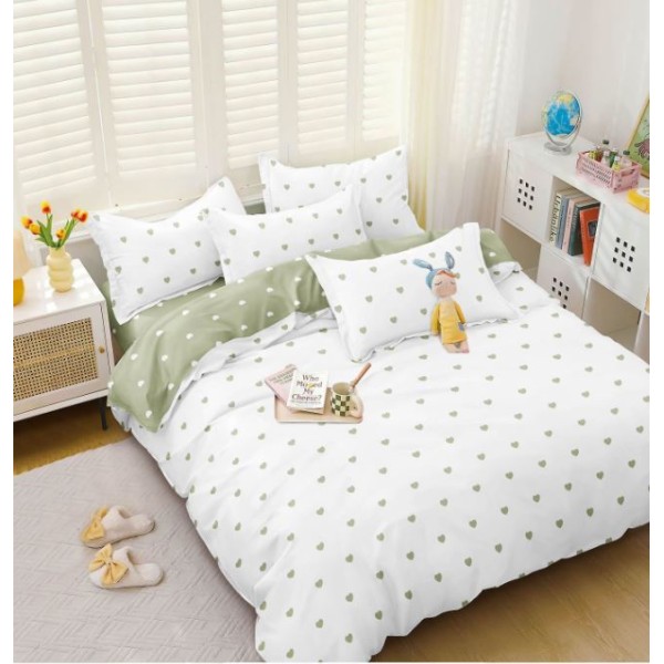 Lenjerie de Pat dublu, Bumbac Satinat Superior,4 Piese Cearceaf de pat 240 x 250 cm, Cearceaf pilota 200 x 230 cm, 2 fete de perna 55 x 75 cm, A50-690