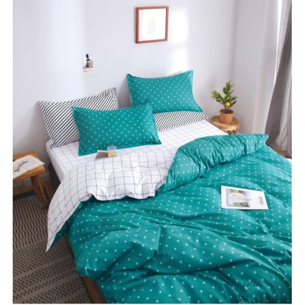 Lenjerie de Pat dublu, Bumbac Satinat Superior,4 Piese Cearceaf de pat 240 x 250 cm, Cearceaf pilota 200 x 230 cm, 2 fete de perna 55 x 75 cm, A50-422