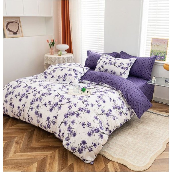 Lenjerie de Pat dublu, Bumbac Satinat Superior,4 Piese Cearceaf de pat 240 x 250 cm, Cearceaf pilota 200 x 230 cm, 2 fete de perna 55 x 75 cm, A50-625