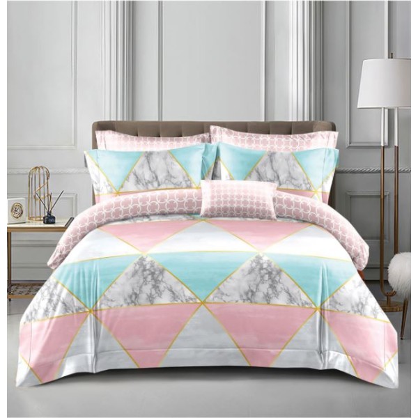 Lenjerie de Pat dublu, Bumbac Satinat Superior,4 Piese Cearceaf de pat 240 x 250 cm, Cearceaf pilota 200 x 230 cm, 2 fete de perna 55 x 75 cm, A50-618