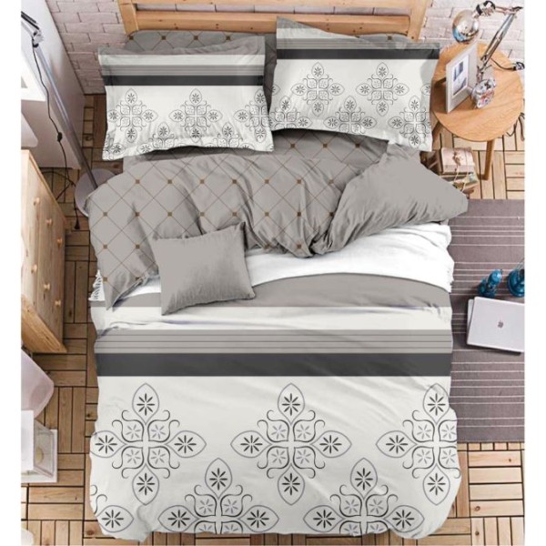 Lenjerie de Pat dublu, Bumbac Satinat Superior,4 Piese Cearceaf de pat 240 x 250 cm, Cearceaf pilota 200 x 230 cm, 2 fete de perna 55 x 75 cm, A50-590