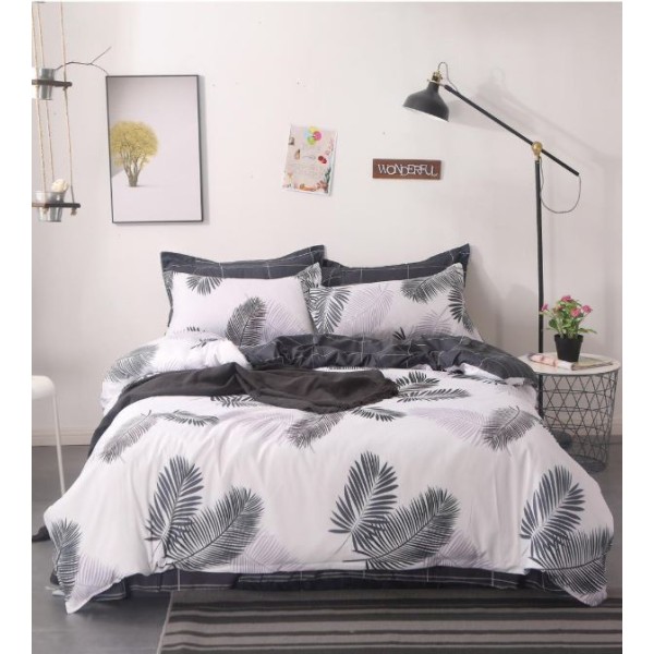 Lenjerie de Pat dublu, Bumbac Satinat Superior,4 Piese Cearceaf de pat 240 x 250 cm, Cearceaf pilota 200 x 230 cm, 2 fete de perna 55 x 75 cm, A50-253
