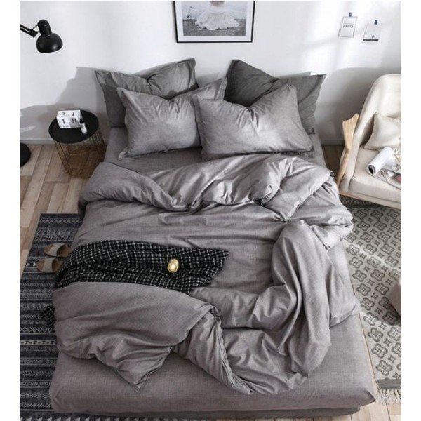Lenjerie de Pat dublu, Bumbac Satinat Superior,4 Piese Cearceaf de pat 240 x 250 cm, Cearceaf pilota 200 x 230 cm, 2 fete de perna 55 x 75 cm, A50-533