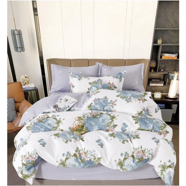 Lenjerie Din Bumbac Tip Finet 6 Piese Pentru Pat Dublu,Cearceaf de pat 240 x 250, R60-532