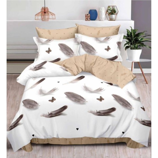 Lenjerie Din Bumbac Tip Finet 6 Piese Pentru Pat Dublu,Cearceaf de pat 240 x 250, R60-461