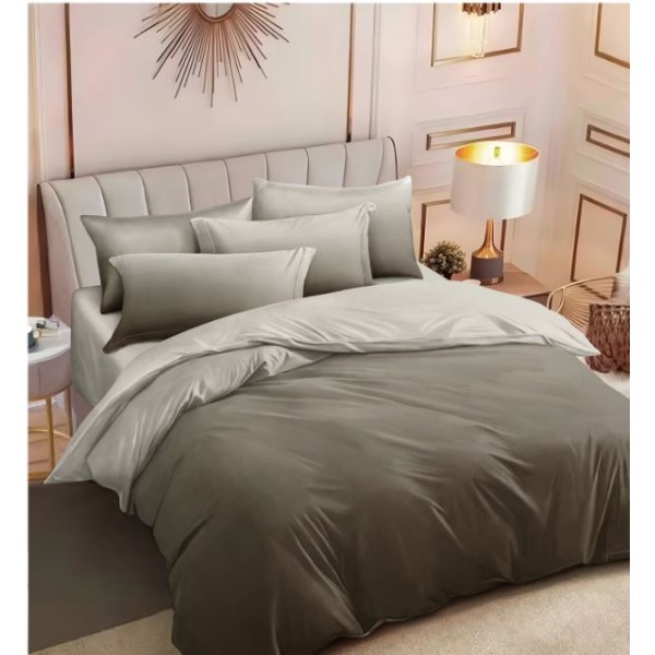 Set Lenjerie Eleganta , Finet, imprimat digital, pentru 2 persoane, 6 piese, Cearceaf de pat cu elastic 180x200 cm, T286