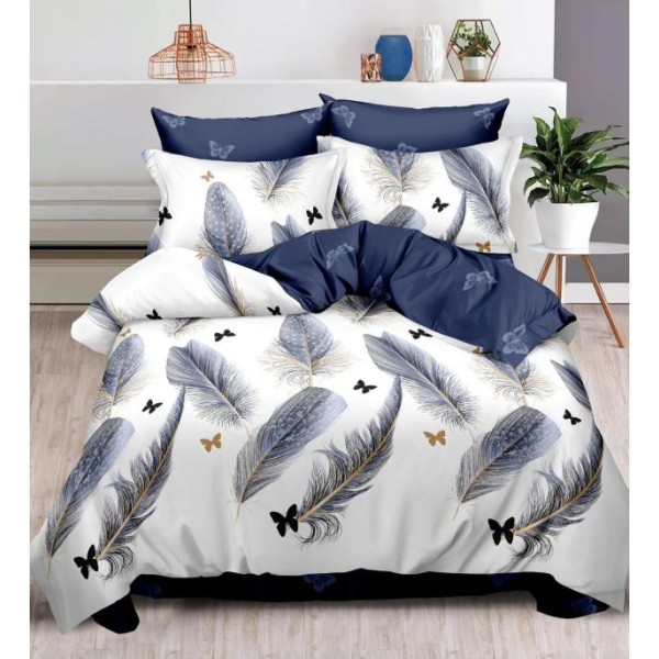 Set Lenjerie Eleganta , Finet, imprimat digital, pentru 2 persoane, 6 piese, Cearceaf de pat cu elastic 180x200 cm, T159