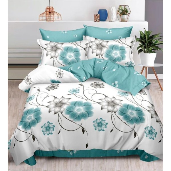 Set Lenjerie Eleganta , Finet, imprimat digital, pentru 2 persoane, 6 piese, Cearceaf de pat cu elastic 180x200 cm, T157
