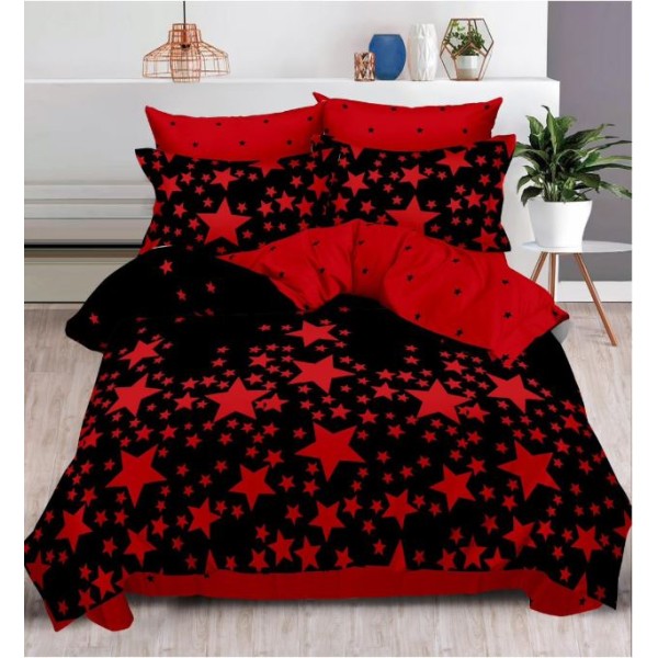 Set Lenjerie Eleganta , Finet, imprimat digital, pentru 2 persoane, 6 piese, Cearceaf de pat cu elastic 180x200 cm, T99