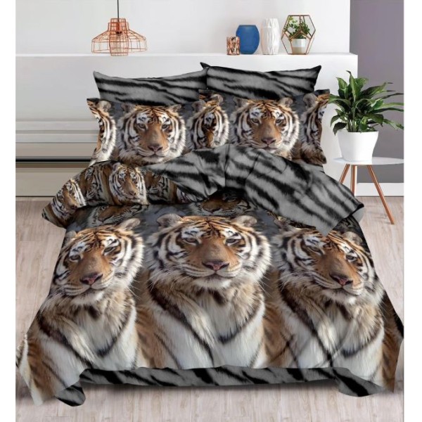 Set Lenjerie Eleganta , Finet, imprimat digital, pentru 2 persoane, 6 piese, Cearceaf de pat cu elastic 180x200 cm, T69