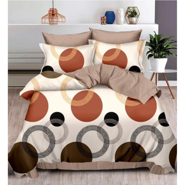Set Lenjerie Eleganta , Finet, imprimat digital, pentru 2 persoane, 6 piese, Cearceaf de pat cu elastic 180x200 cm, T70