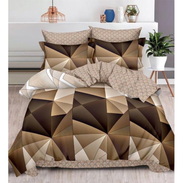 Set Lenjerie Eleganta , Finet, imprimat digital, pentru 2 persoane, 6 piese, Cearceaf de pat cu elastic 180x200 cm, T64