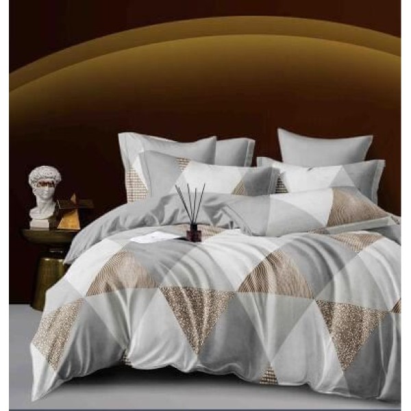 Set Lenjerie Eleganta pentru pat dublu din Bumbac Finet compusa din 6 piese, Cearceaf de pat 230x250cm, J-76