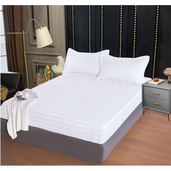 Husa de pat tip Damasc cu Elastic cu 2 fete de perna, 160x200 cm, H-E118