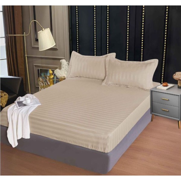 Husa de pat tip Damasc cu Elastic cu 2 fete de perna, 160x200 cm, H-E130