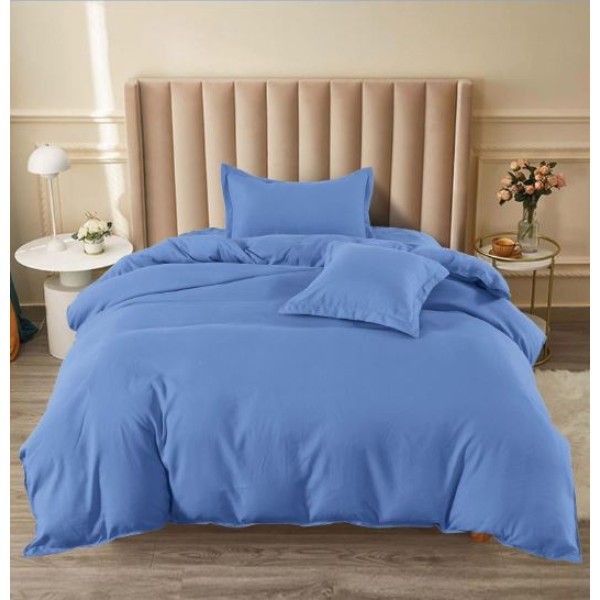 Set Lenjerie Eleganta pat cu elastic, tesatura tip finet, uni, pat 1 persoana, 4 piese, cearsaf de pat 140x200 cm,T60-65