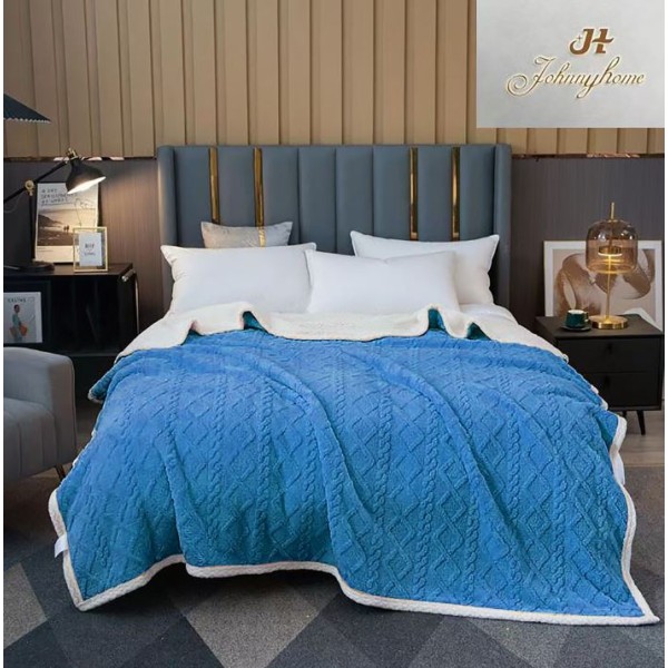 Patura cu blanita pentru pat dublu, model tip Tricot, Uni, 230x250cm, Z03