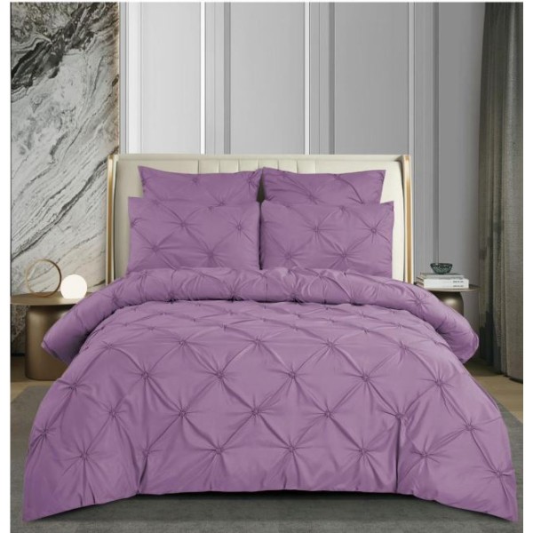 Set Lenjerie Eleganta pentru pat dublu din Bumbac Finet, Cearceaf cu Elastic 180x200cm, 6 Piese, Pliuri, T2-15