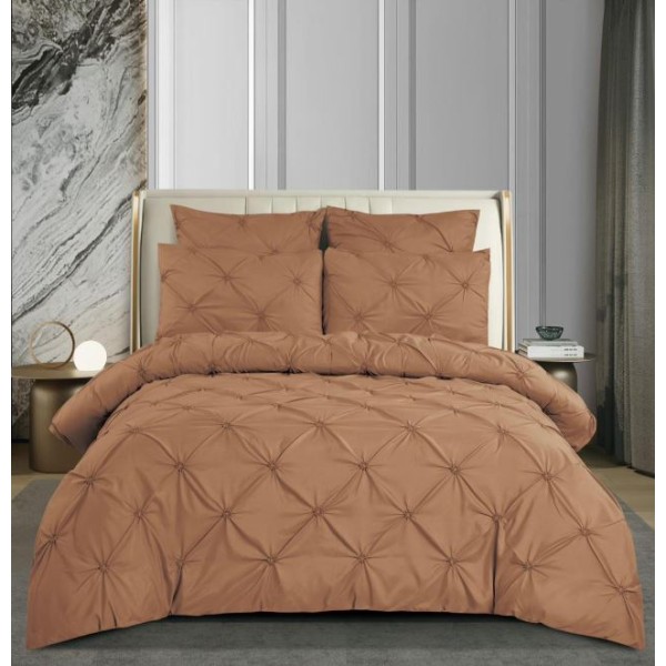 Set Lenjerie Eleganta pentru pat dublu din Bumbac Finet, Cearceaf cu Elastic 180x200cm, 6 Piese, Pliuri, T2-12