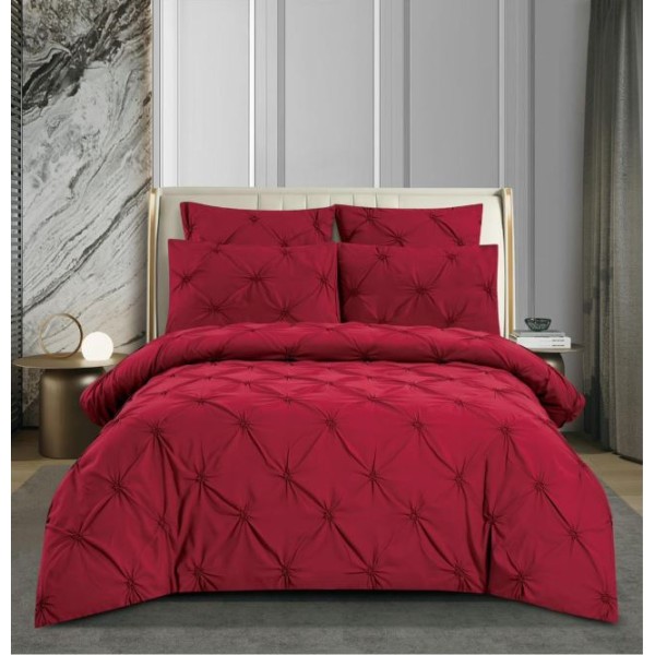 Set Lenjerie Eleganta pentru pat dublu din Bumbac Finet, Cearceaf cu Elastic 180x200cm, 6 Piese, Pliuri, T2-09