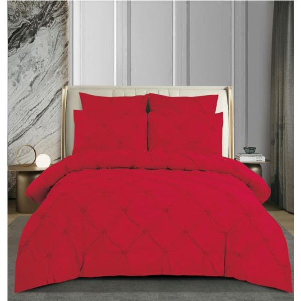 Set Lenjerie Eleganta pentru pat dublu din Bumbac Finet, Cearceaf cu Elastic 180x200cm, 6 Piese, Pliuri, T2-07