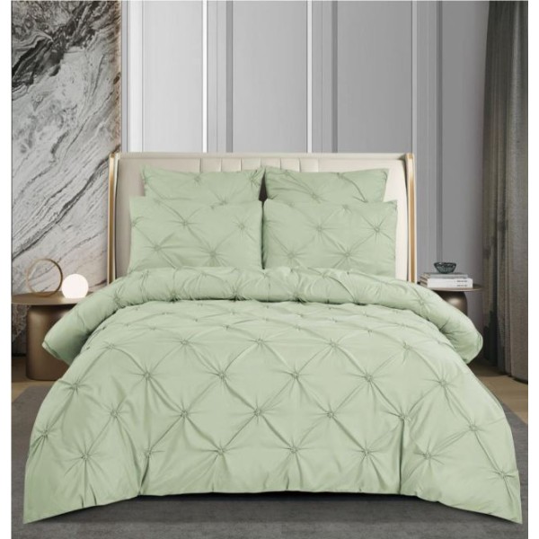 Set Lenjerie Eleganta pentru pat dublu din Bumbac Finet, Cearceaf cu Elastic 180x200cm, 6 Piese, Pliuri, T2-02