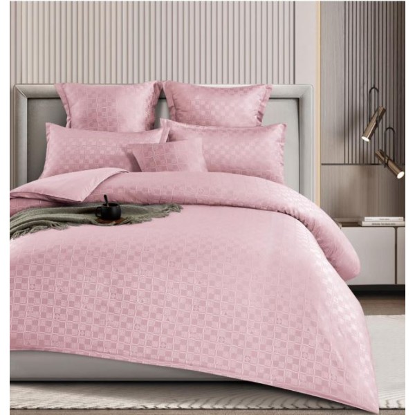 Lenjerie de pat dublu cu ELASTIC, Model Carouri,Bumbac  Finet, 6 piese, 2 persoane, Uni, 180x200cm, T4-13