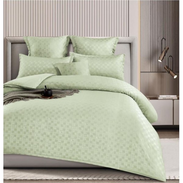 Lenjerie de pat dublu cu ELASTIC, Model Carouri,Bumbac  Finet, 6 piese, 2 persoane, Uni, 180x200cm, T4-11