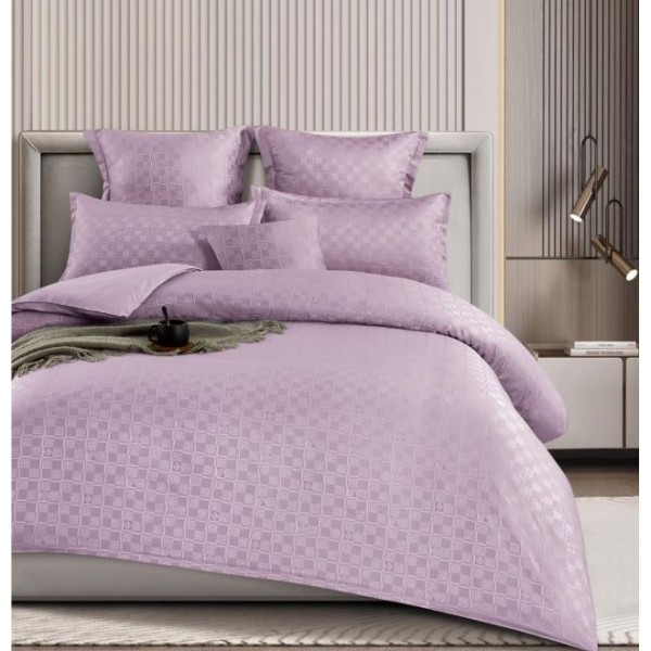 Lenjerie de pat dublu cu ELASTIC, Model Carouri,Bumbac  Finet, 6 piese, 2 persoane, Uni, 180x200cm, T4-07