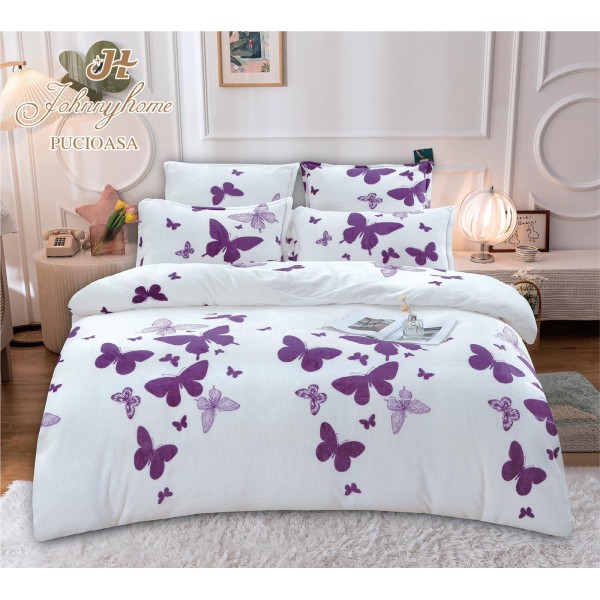 Set Lenjerie Eleganta , Cocolino 6 piese, pentru 2 persoane, Cearceaf de pat 220x230 cm, F06