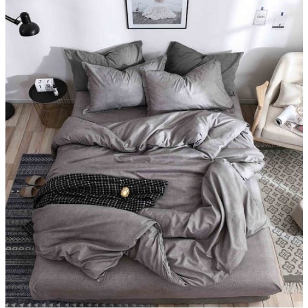 Set Lenjerie Eleganta 4 Piese Din Bumbac Satinat Cu Elastic ,1 Persoana, Cearceaf de pat 140x200 cm, YE-15
