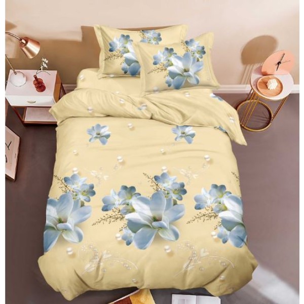 Set Lenjerie Eleganta 3D, Pentru 1 persoana, Bumbac Satinat, 4 piese, cearceaf pentru pat 155x230cm, BG-30