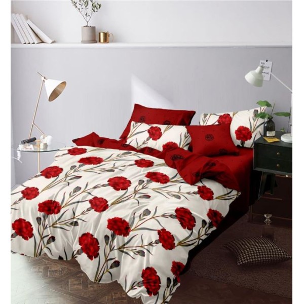 Set Lenjerie Eleganta 6 piese din Finet, Cearceaf de pat 230x240cm, Pat 2 Persoane, PC-14