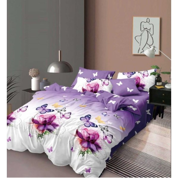 Set Lenjerie Eleganta 6 piese din Finet, Cearceaf de pat 230x240cm, Pat 2 Persoane, PC-43