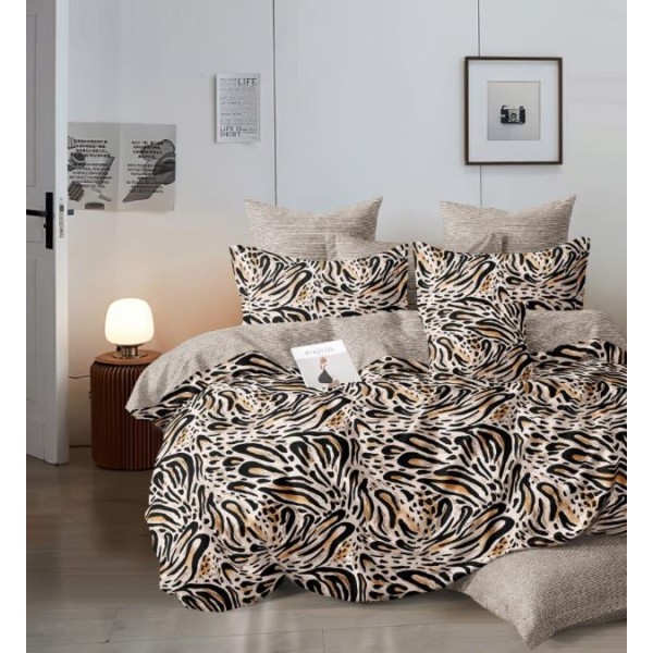 Set Lenjerie Eleganta 6 piese cu elestic din Bumbac Finet, Cearceaf de pat 180x200cm, Pat 2 Persoane, LP-16