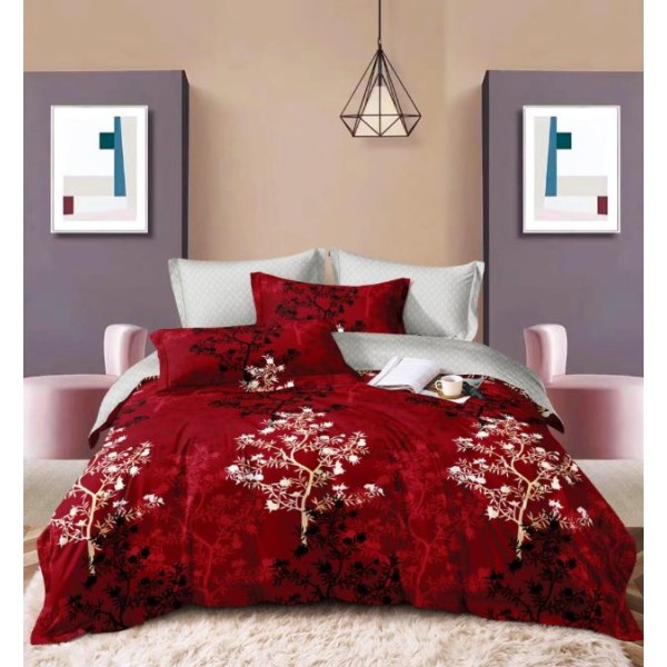 Set Lenjerie Eleganta 6 piese cu elestic din Bumbac Finet, Cearceaf de pat 180x200cm, Pat 2 Persoane, LP-23