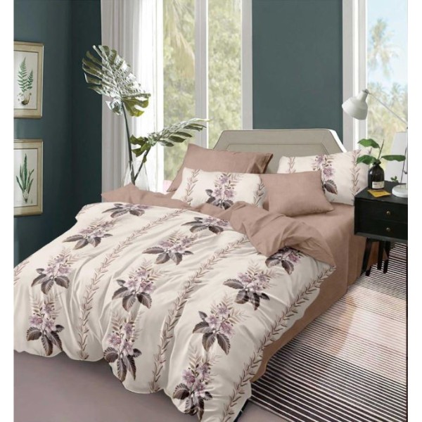 Set Lenjerie Eleganta 6 piese cu elestic din Bumbac Finet, Cearceaf de pat 180x200cm, Pat 2 Persoane, LP-44