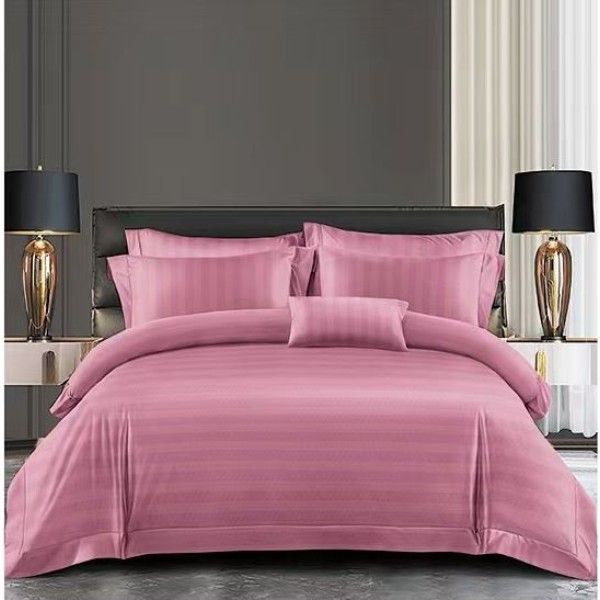 Set Lenjerie Eleganta Damasc din 6 piese, Cearceaf de pat 230x240cm, Pat 2 Persoane, LH-2