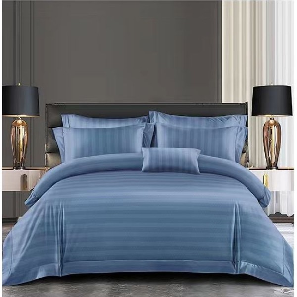 Set Lenjerie Eleganta Damasc din 6 piese, Cearceaf de pat 230x240cm, Pat 2 Persoane, LH-8
