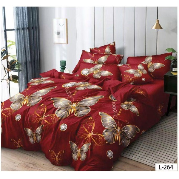 Set Lenjerie Eleganta Finet cu elastic din 4 piese, Cearceaf de pat 180x200cm, Pat 2 Persoane, EL-264