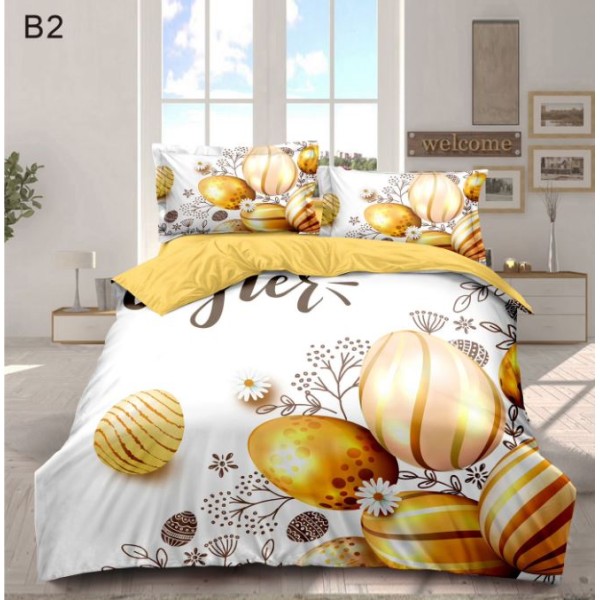 Set Lenjerie Eleganta cu imprimeu de Paște, 6 piese din Finet, Cearceaf de pat 230x250cm, Pat 2 Persoane, BB2 Set Lenjerie Eleganta cu imprimeu de Paște, 6 piese din Finet, Cearceaf de pat 230x250cm, Pat 2 Persoane, BB2
